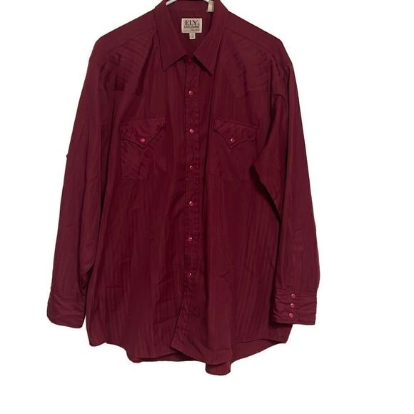 Ely Cattleman Men's Maroon Button Down Long Sleeve Shirt Size 34 - Picture 1 of 5
